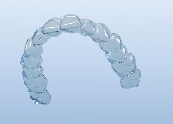 A clear-aligner tray designed in NexusAligner, rendered from the case.